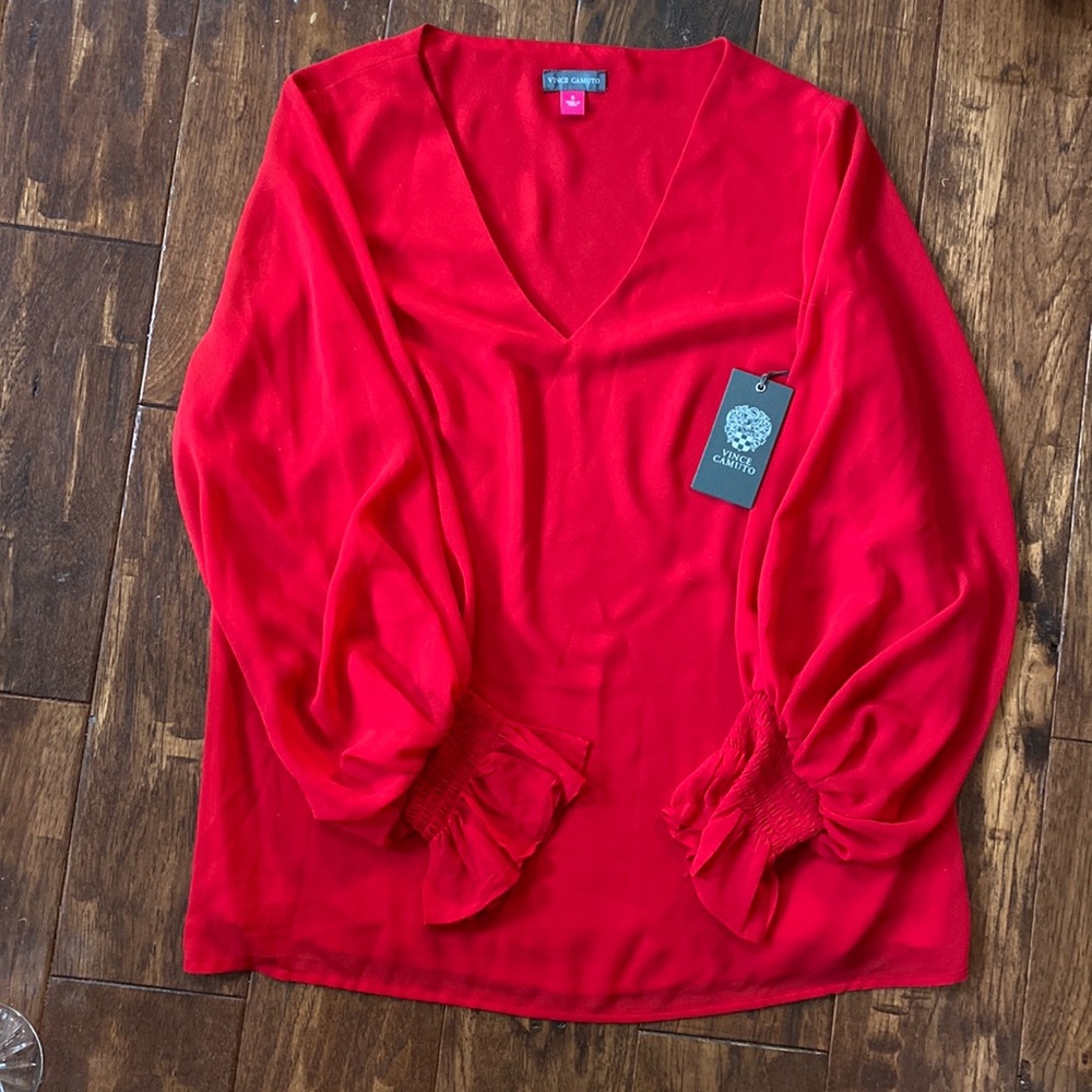 Vince Camuto Red Blouse. NWT Small